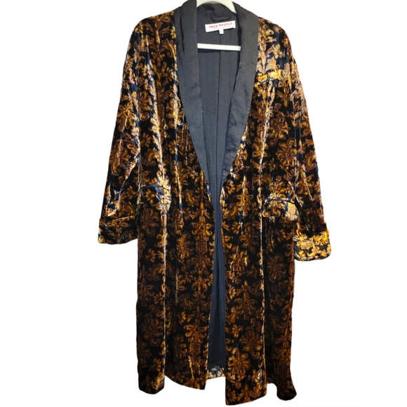 Free People Velvet Wild Nights Duster Jacket Floral Open Front Size/XS - Picture 4 of 8